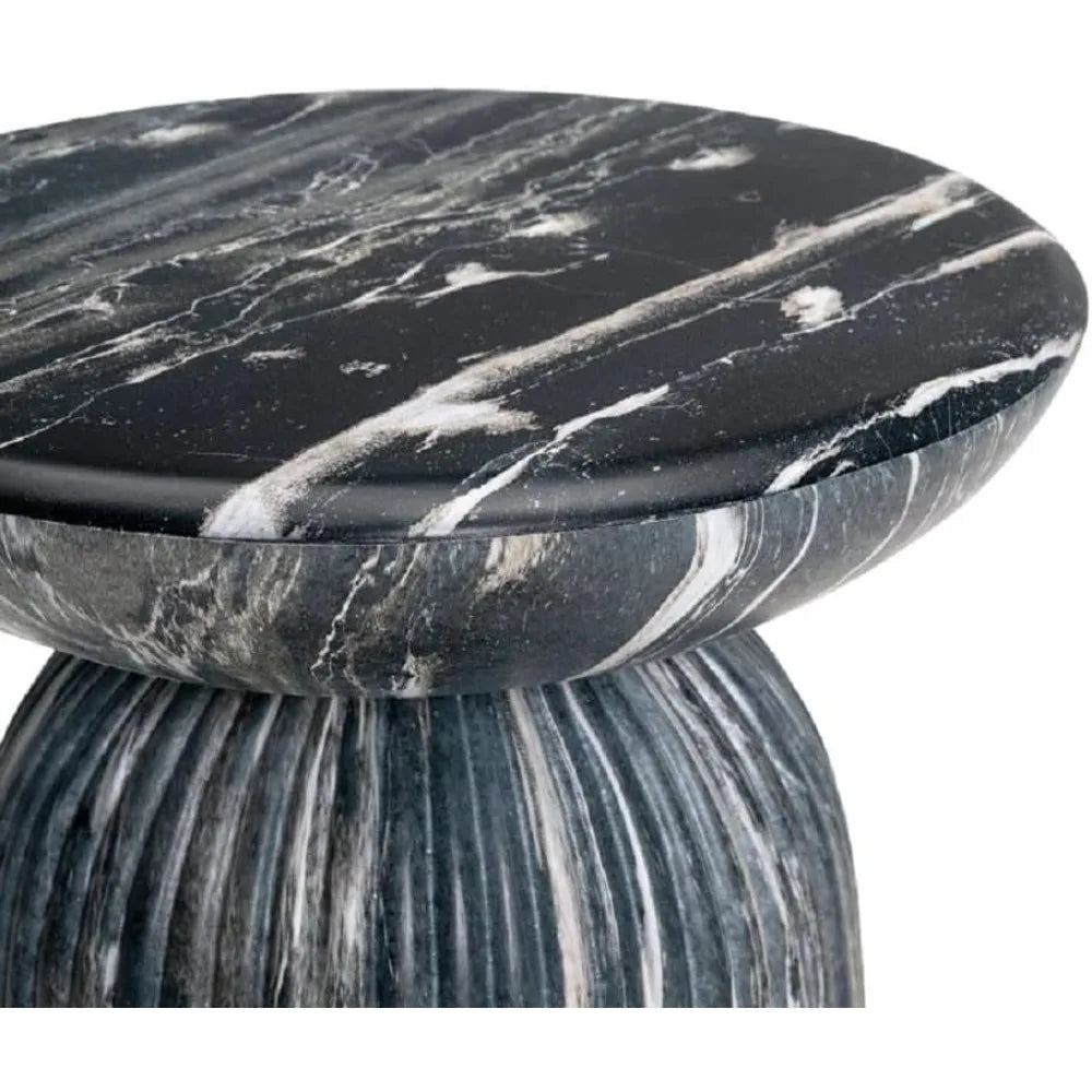 Maddox Side Table Gray Faux Marble Round Accent Table Roman Design