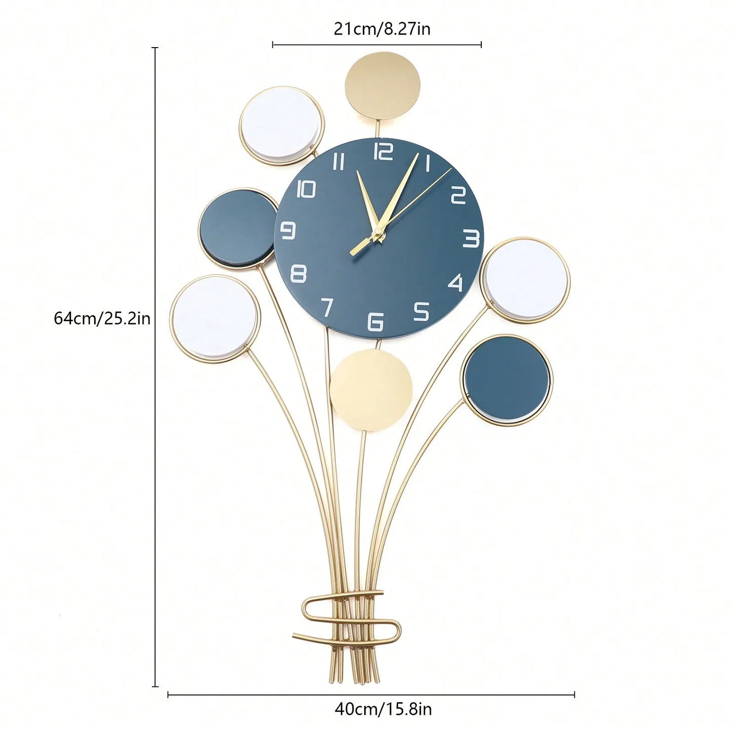 Large Silent Wall Clock Hot Air Balloon Decor Easy Install Modern Design