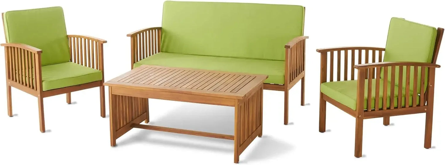 Carolina Outdoor Acacia Sofa Set 4-Piece Garden Furniture Set