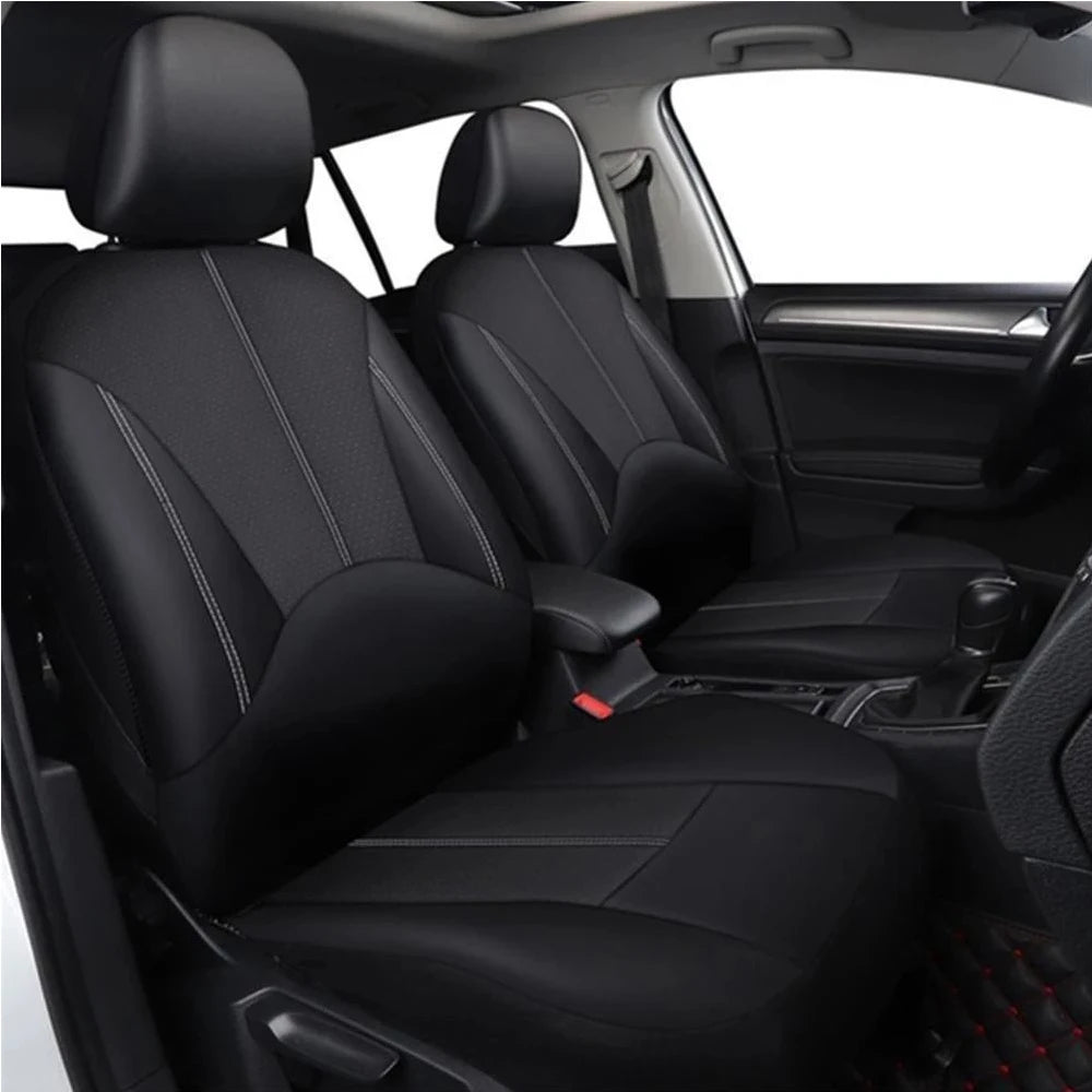SEAMETAL 5-Seat Car Seat Cover Set Breathable PU Leather Airbag Compatible