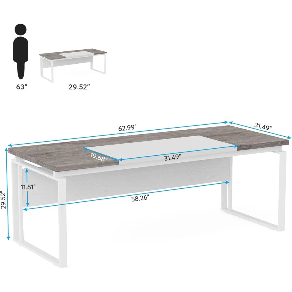 63 Inch Modern Conference Table for Home Office Meeting Space