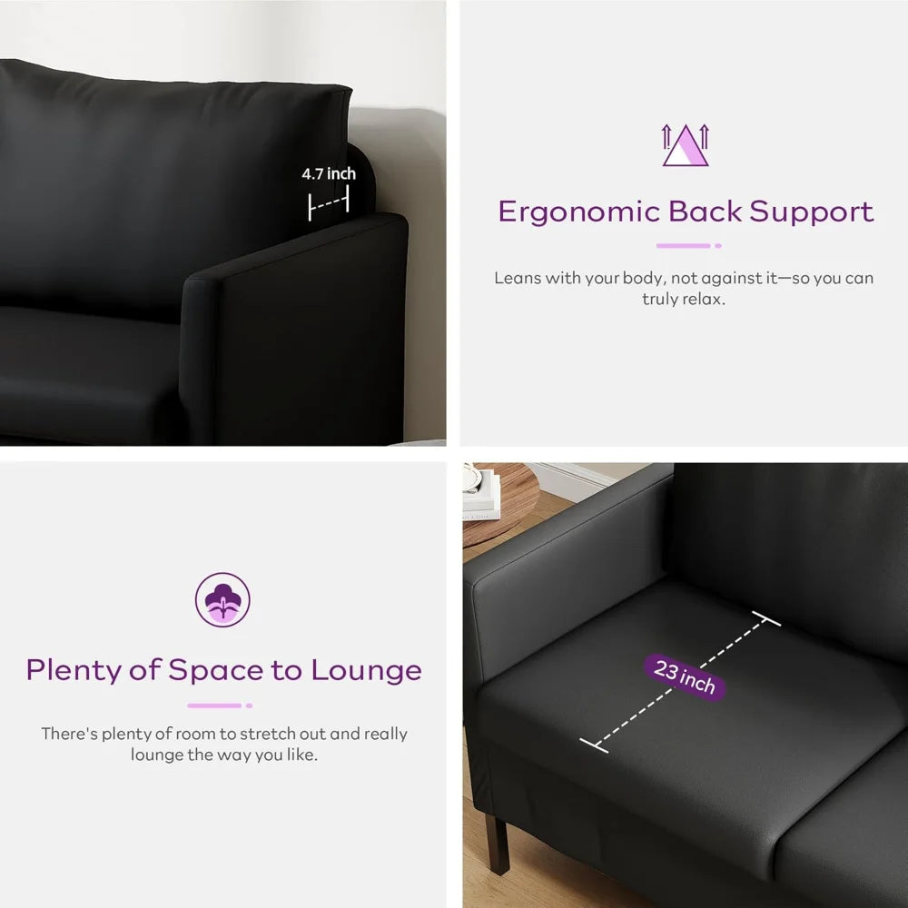Modern Faux Leather Mini Couch Small Space Love Seat Sofa