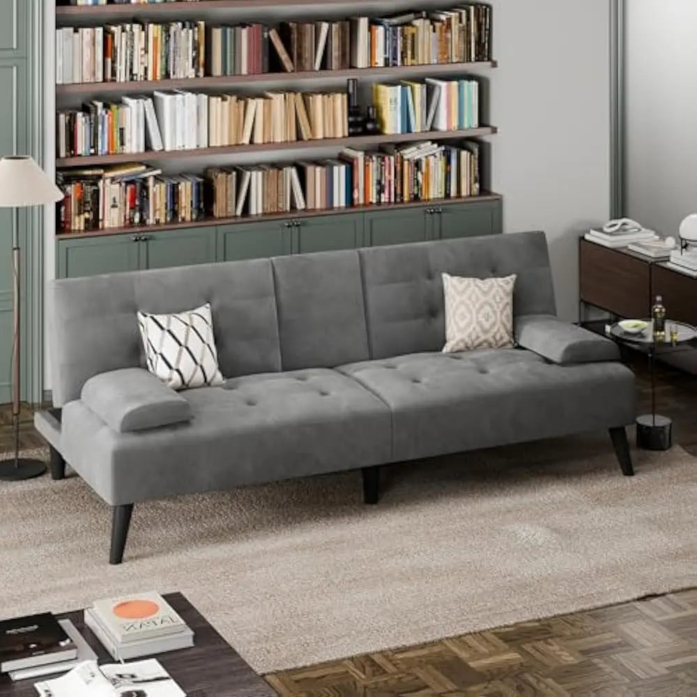 Ljustra Sofa Bed Multifunctional Lounge Chair with Cup Holder and Adjustable Armrests