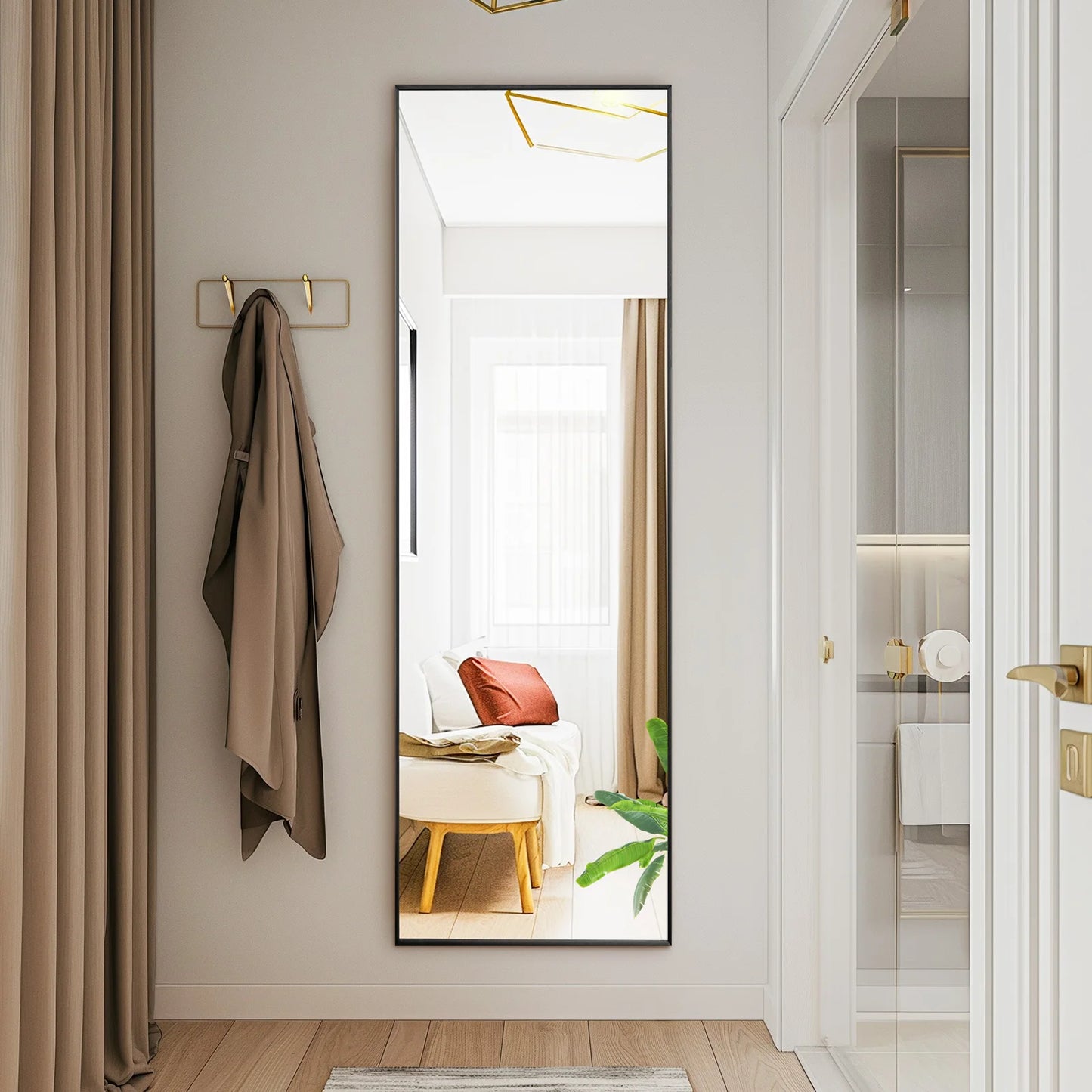 Ljustra 64x21 Full Body Wall Mirror Standing Hanging Leaning Aluminum Frame