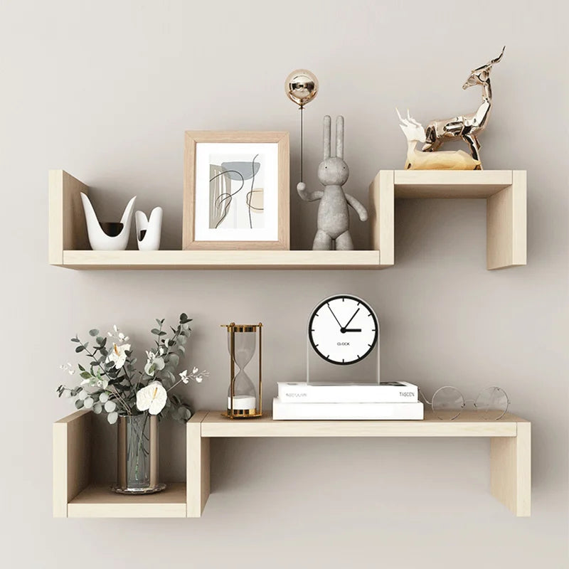 2 PCS Floating Shelf Wall Mounted Storage Strong Eco-Friendly Simple Install