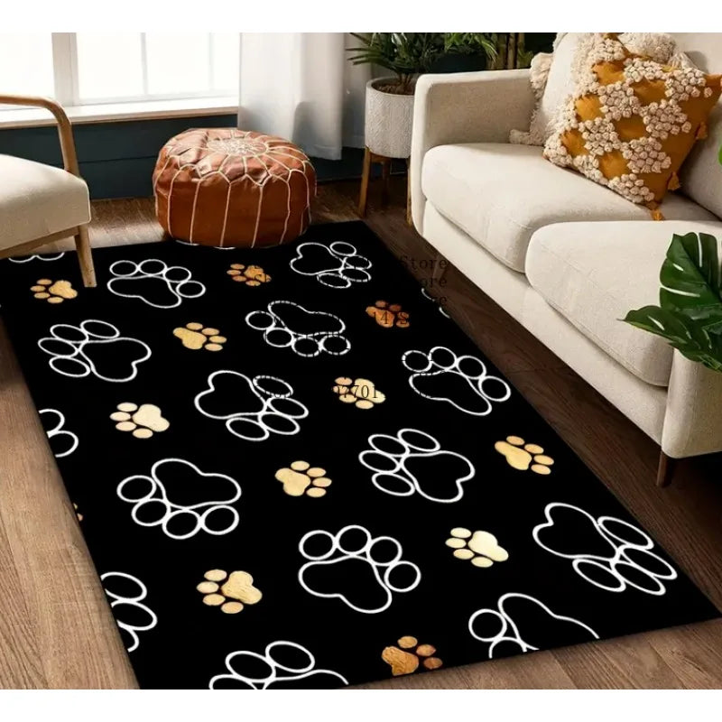 Paw Print Pattern Anti-Slip Rug for Bedroom Living Room Classroom Decor