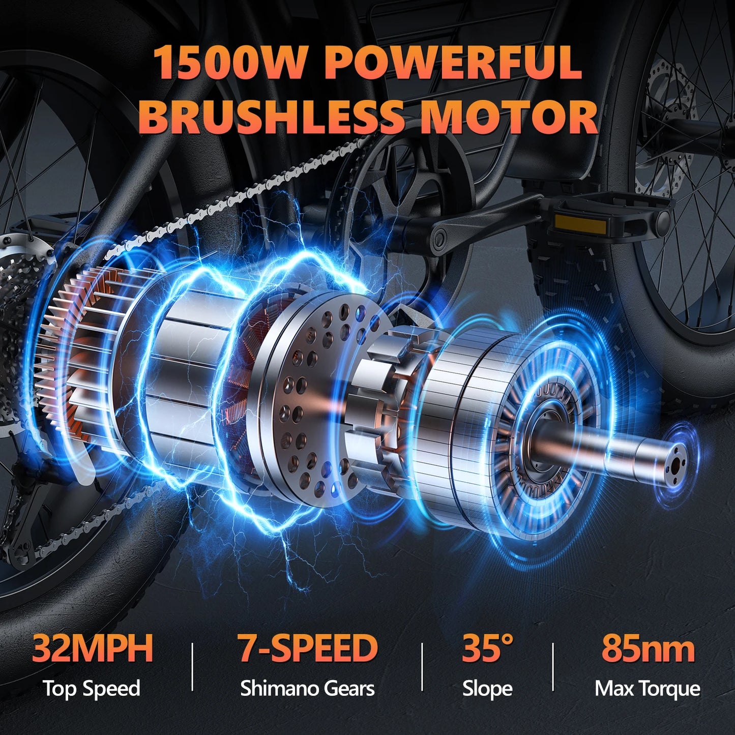 Ljustra Kickwey K7 Electric Bike 1500W 48V 20 Inch Fat Tire Mountain