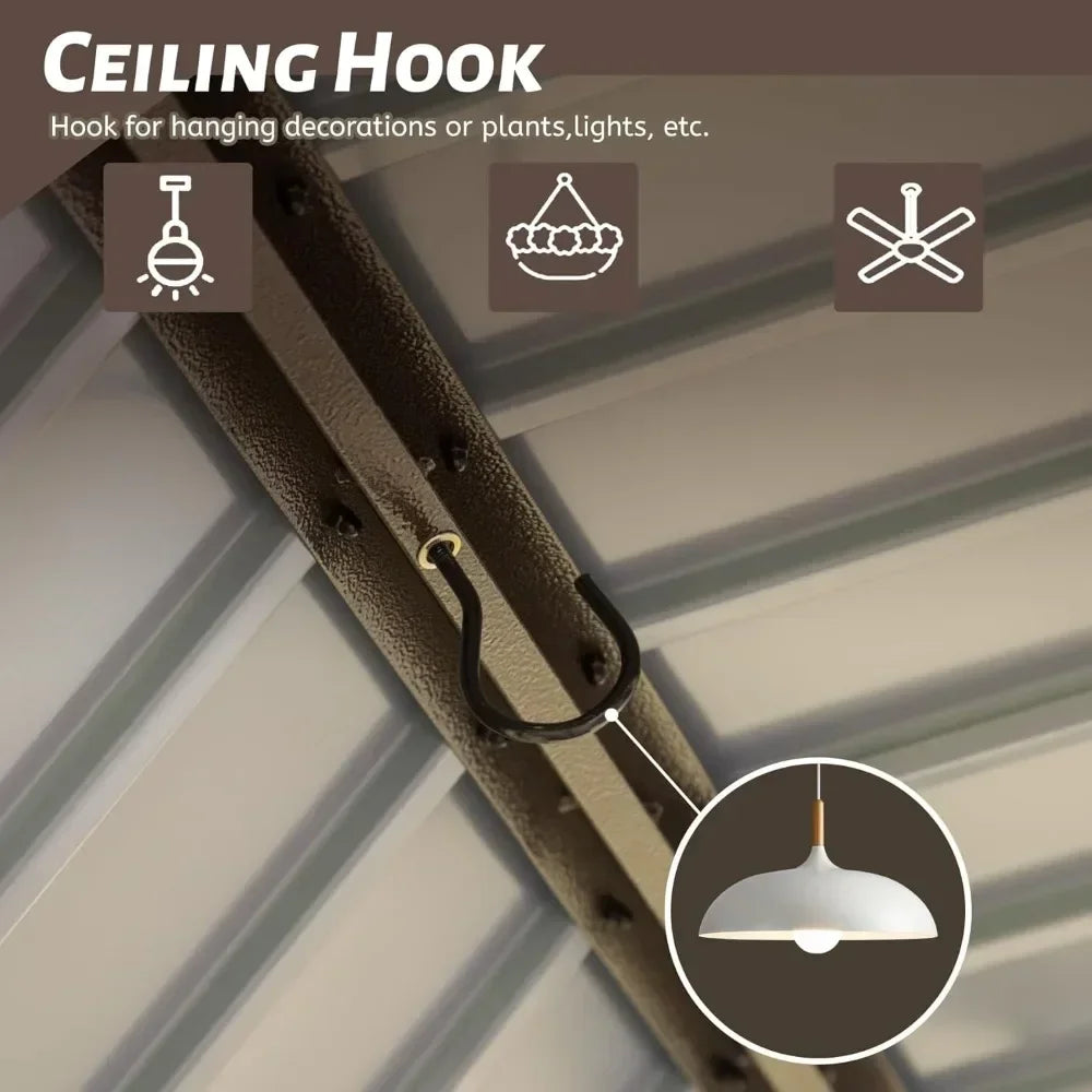 8x5 FT Hardtop Grill Gazebo Outdoor BBQ Canopy Shelter Steel Roof