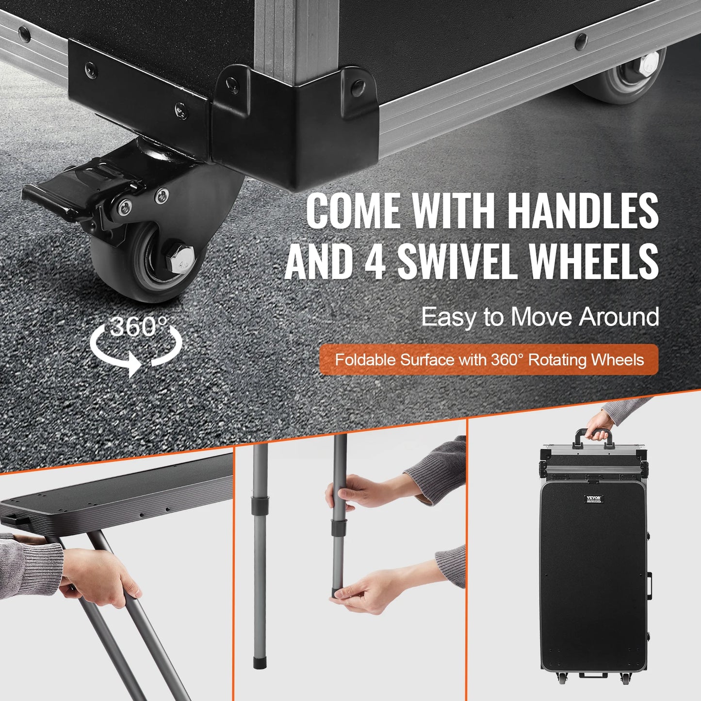 SucceBuy Professional Makeup Train Case Extra Large Rolling Storage Case