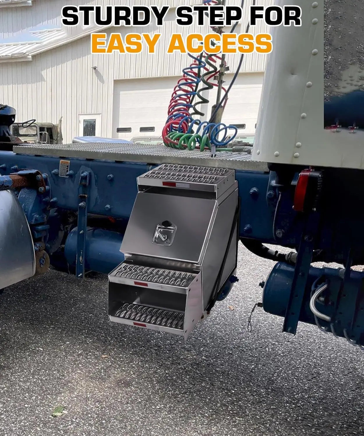 Tool Box for Semi Truck with Saddle Step Open Wide Design 18x28x25