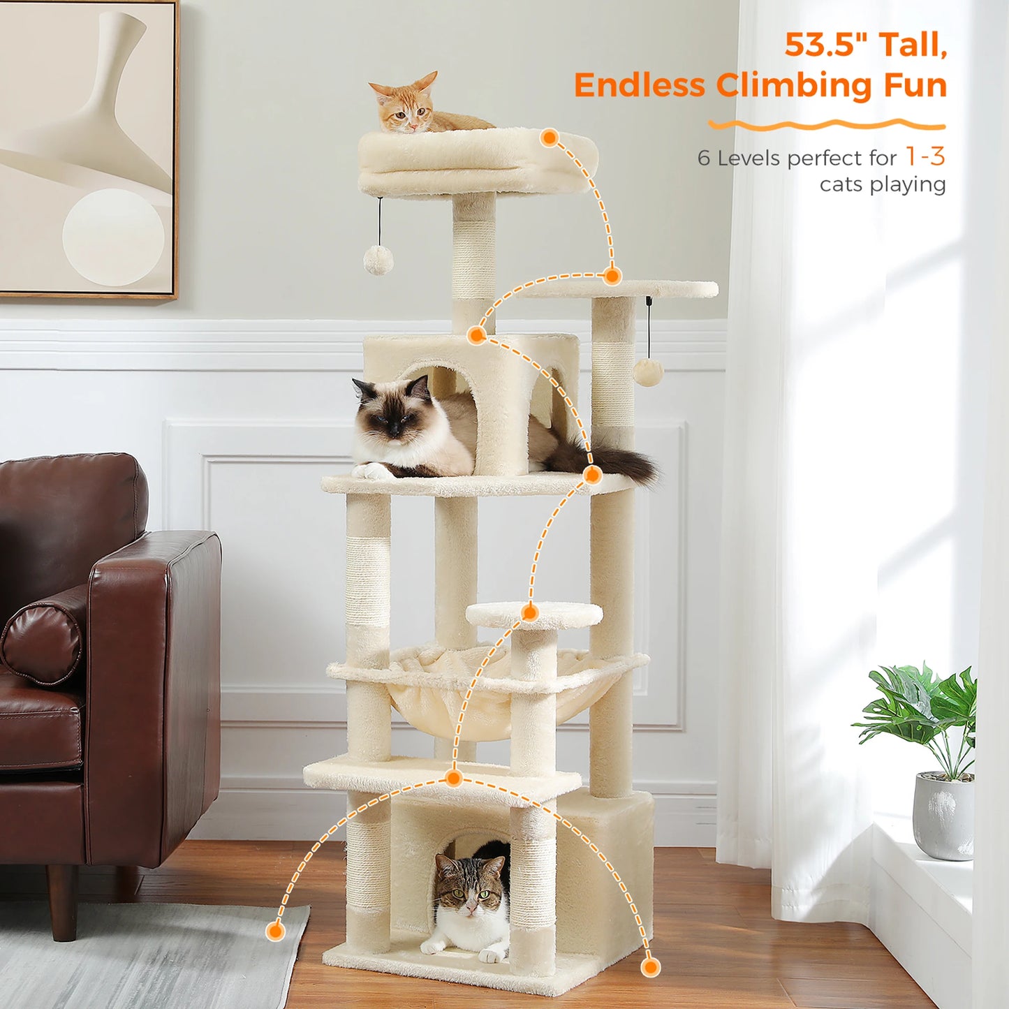 Large Cat Tree Tower Indoor Cats Scratching Posts Hammock Condo Toys