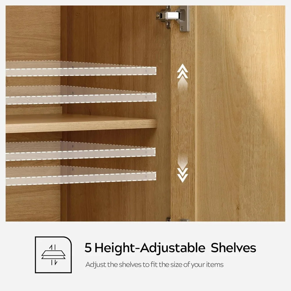 Sideboard Buffet Cabinet Adjustable Shelves Farmhouse Accent Storage