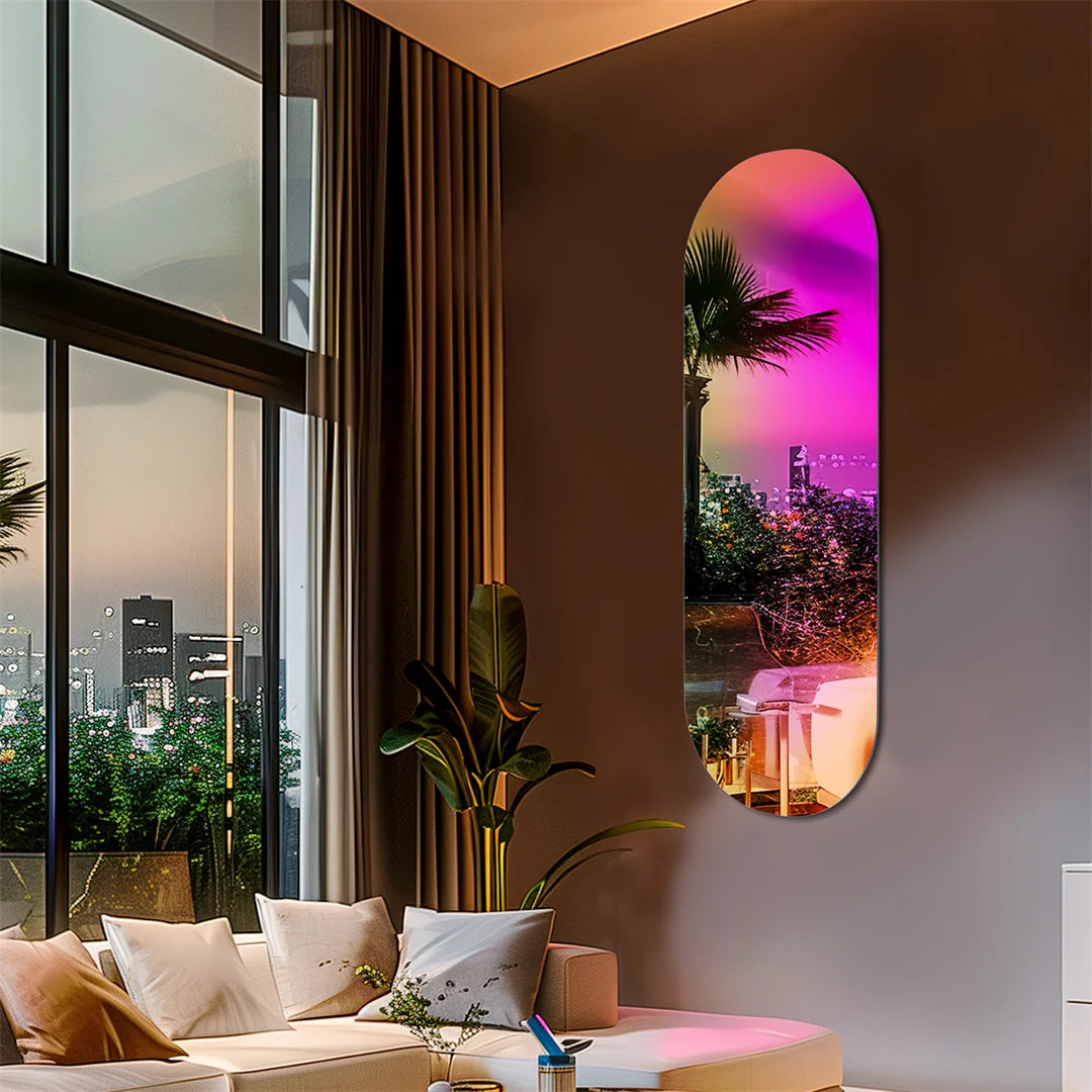 Ljustra Iridescent Wall Mirror Full Length Oval Decorative Accent Mirror