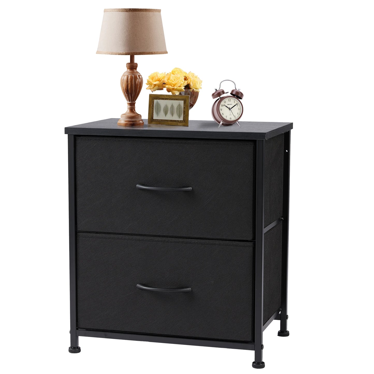 Ljustra Nightstand Bedside Table with 2 Fabric Drawers for Storage