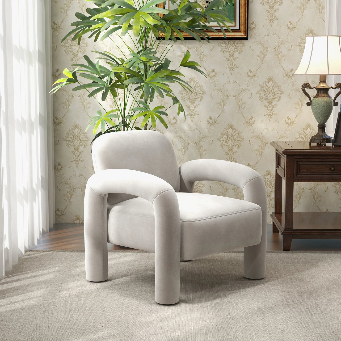 SEYNAR Mid-Century Modern Accent Chair Velvet Upholstered Living Room