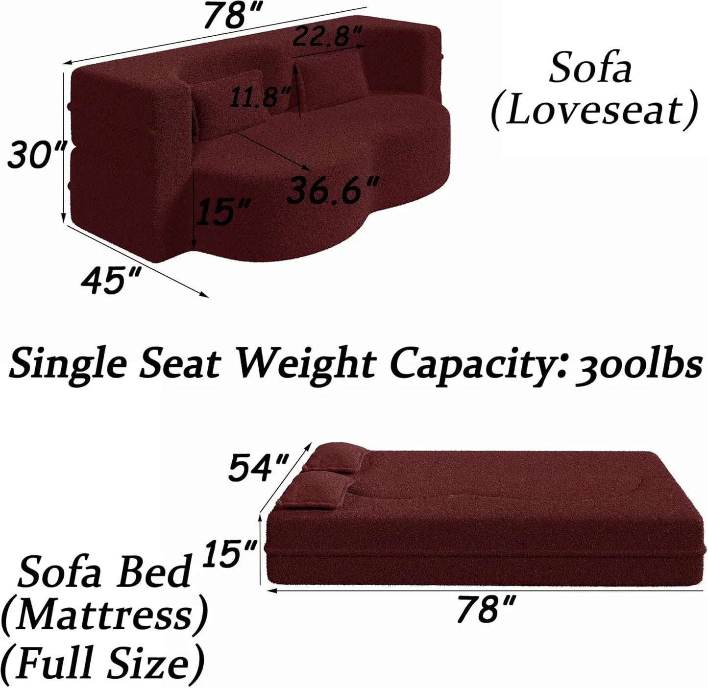 Ljustra Convertible Folding Sofa Bed Memory Foam Sleeper Couch