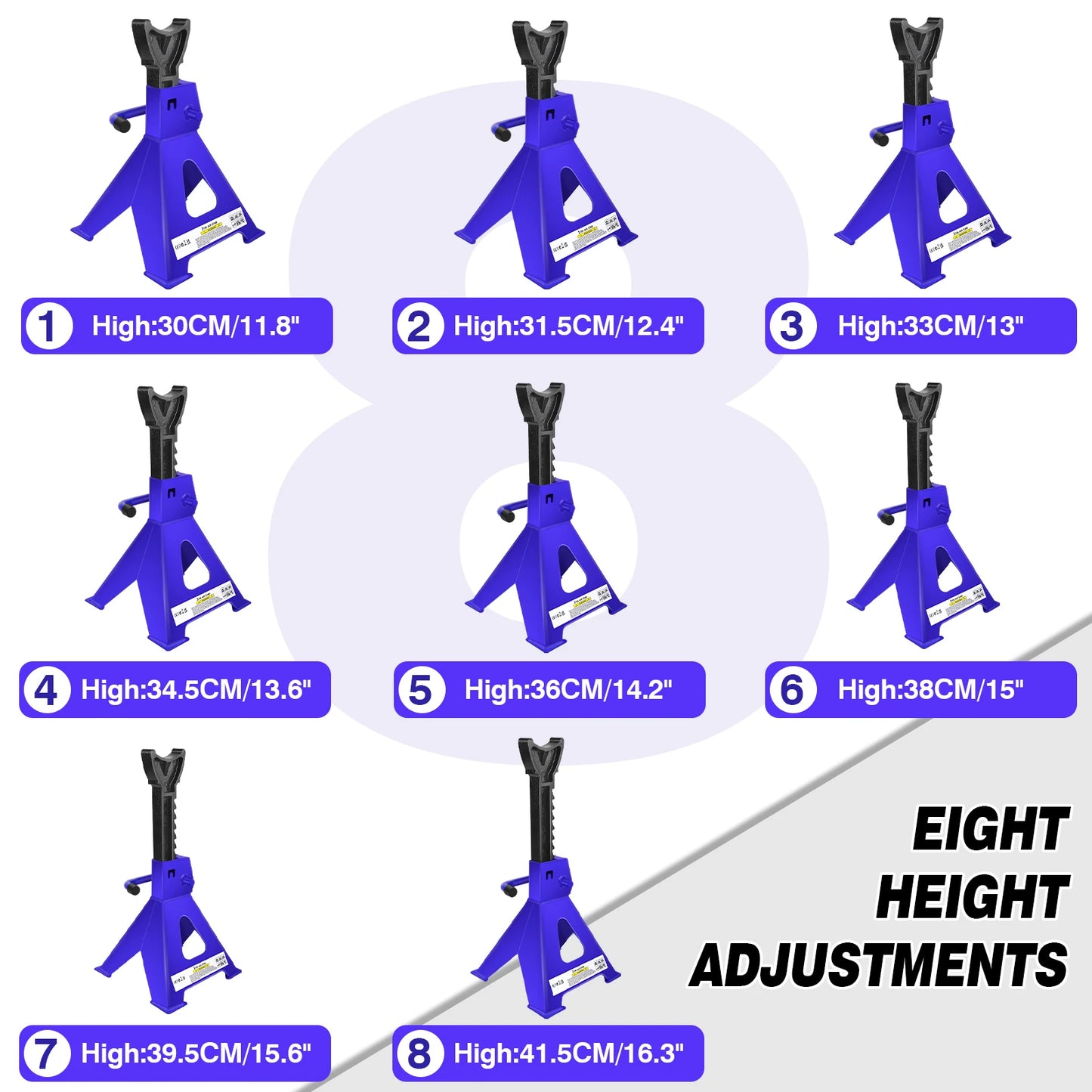 Ljustra Heavy Duty 3 Ton Axle Stands for Car Van Garage Workshop 2PCS