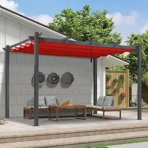 Outdoor Retractable Pergola 9.5' x 13' Aluminum Canopy Patio Shelter