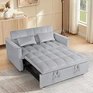 3-in-1 Convertible Sleeper Loveseat Sofa Bed Plush Pull-Out Futon w/ Storage