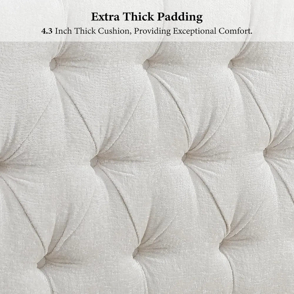 King Size Chenille Upholstered Sleigh Bed Frame with Wingback Headboard