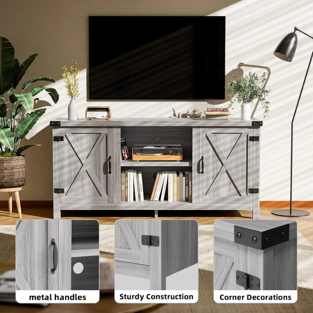 Ljustra 65 Inch TV Stand Farmhouse Entertainment Center Storage Cabinet