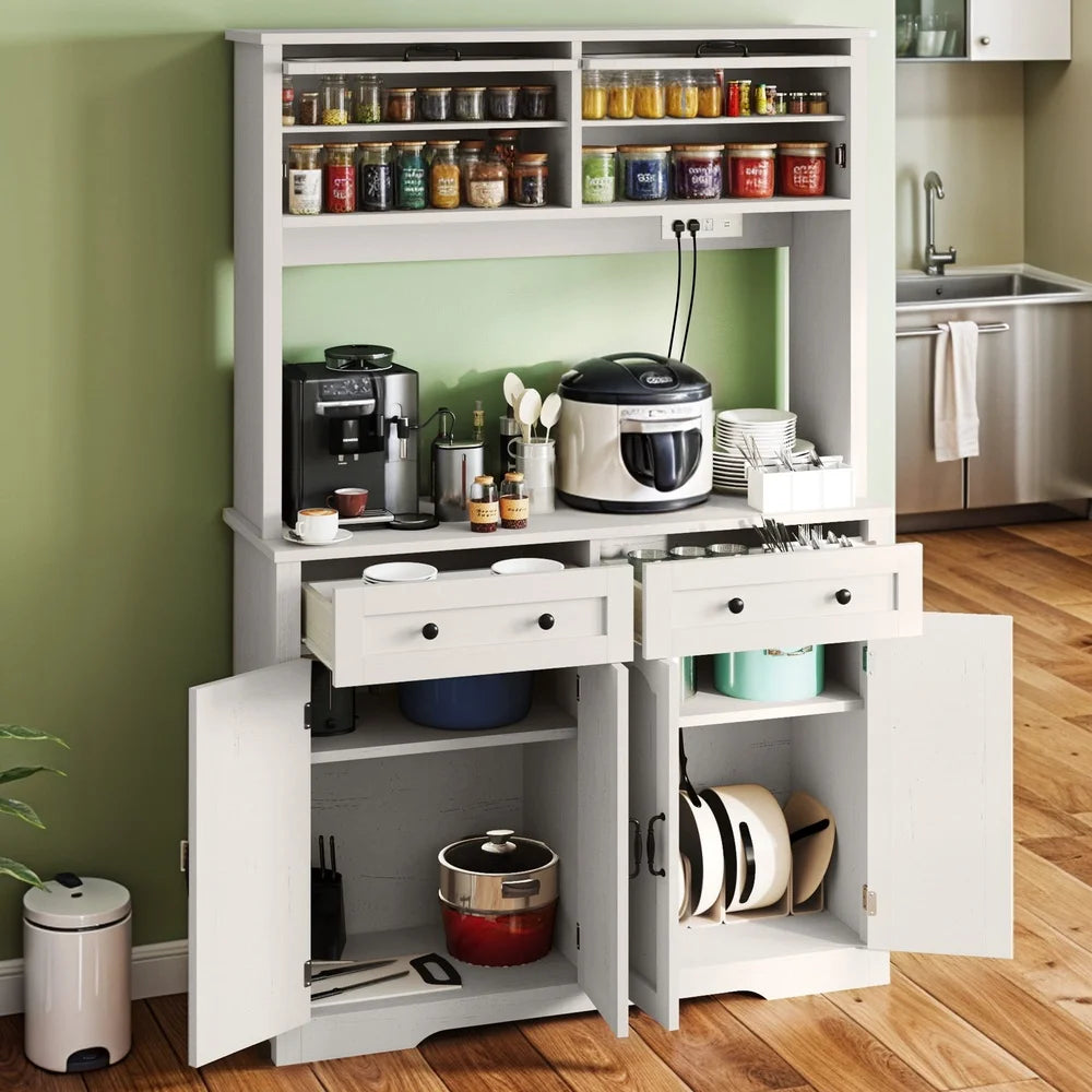 71 Inch Kitchen Pantry Cabinet with Charging Station and Storage