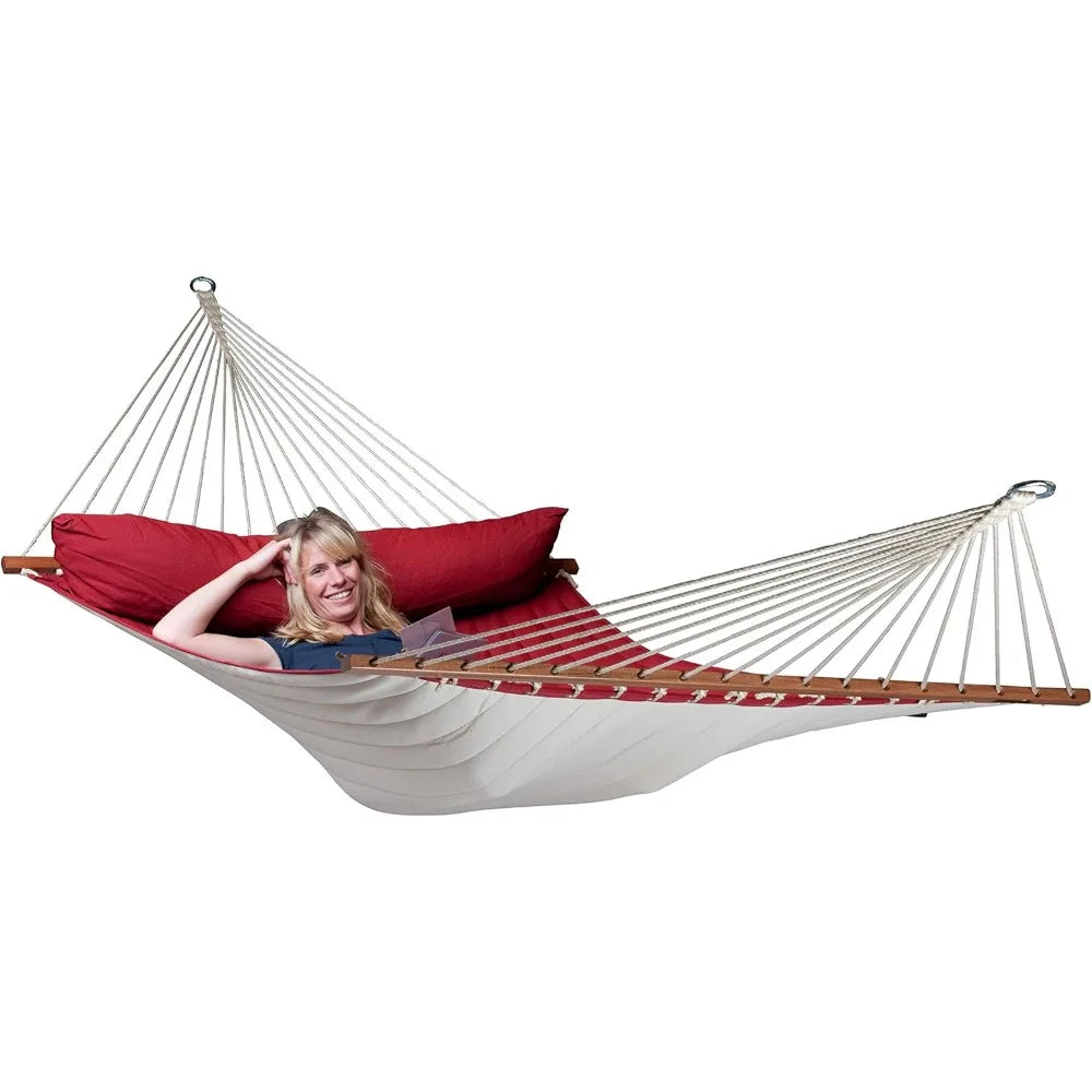 King Size Quilted Spreader Bar Hammock for 2 People Weatherproof