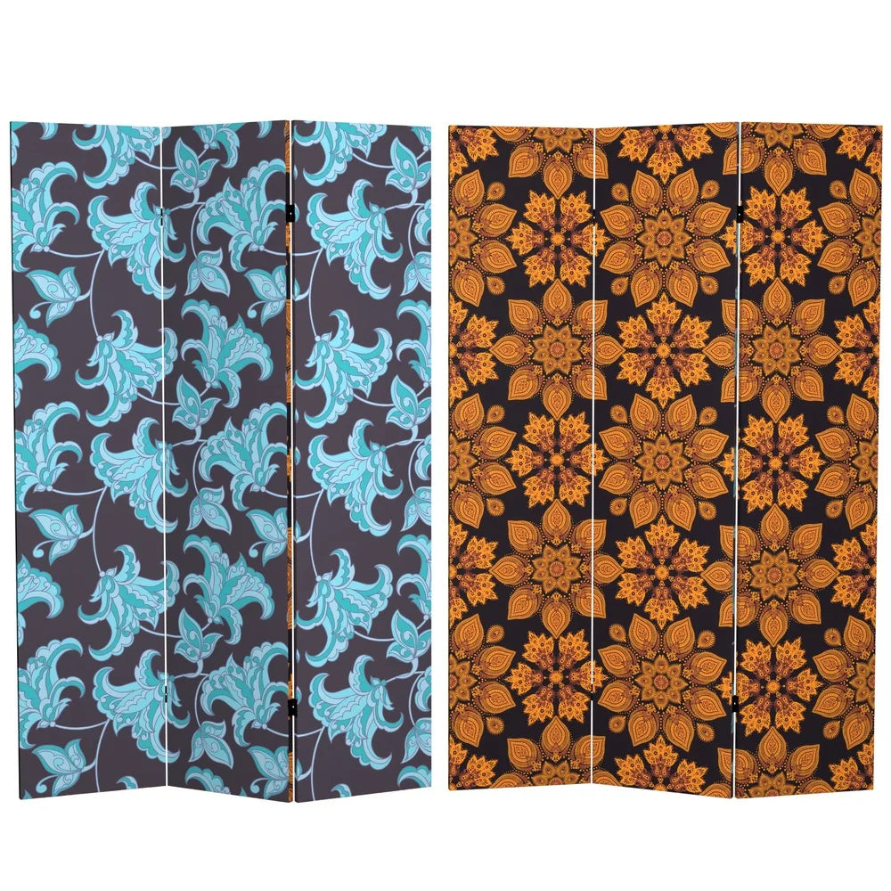 6ft Tall Arabesque Canvas Room Divider 3 Panel Foldable Screen