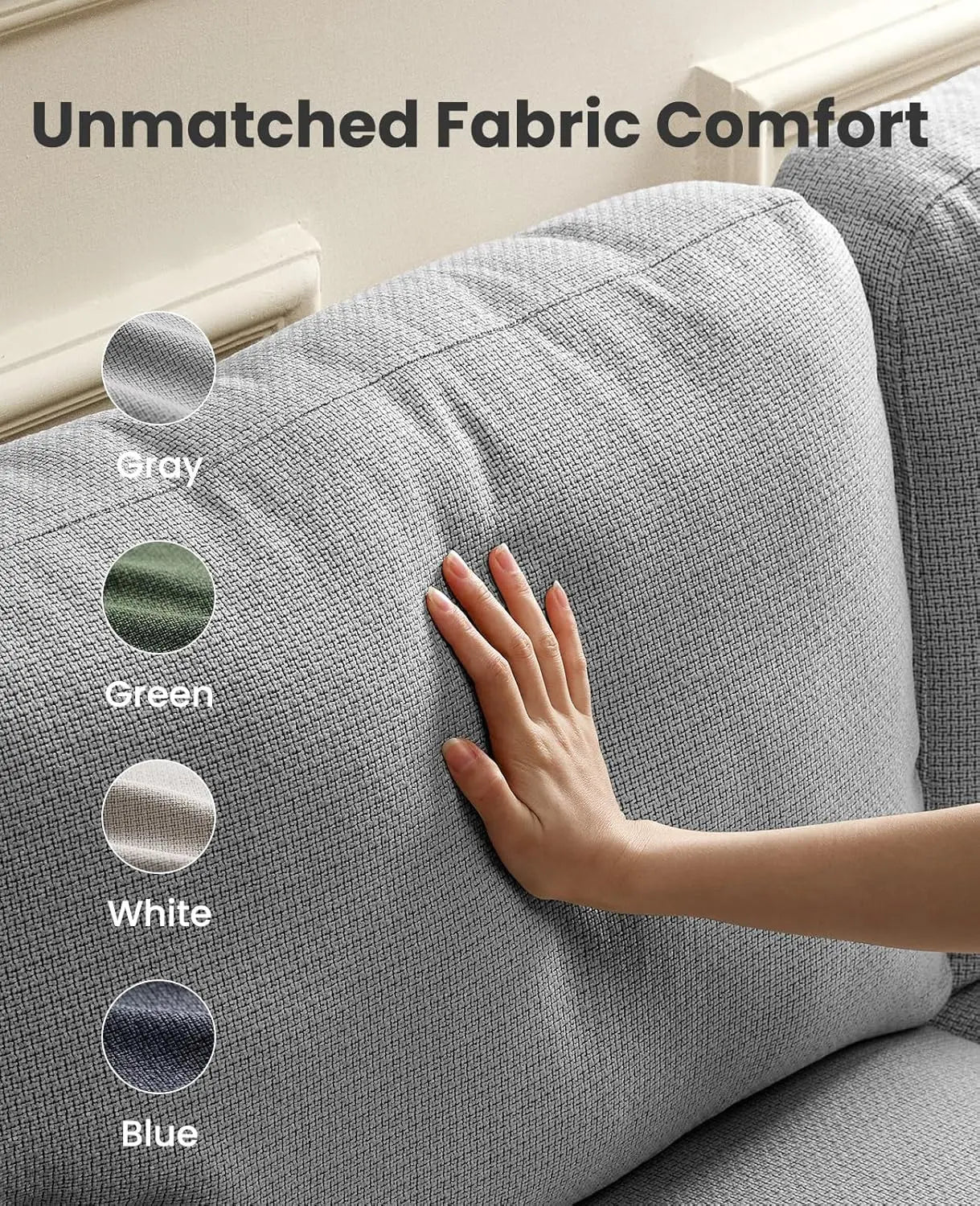 89" 3-Seater Sofa Couch with Deep Seats, Wide Armrests & Removable Covers – Modern Grey Linen