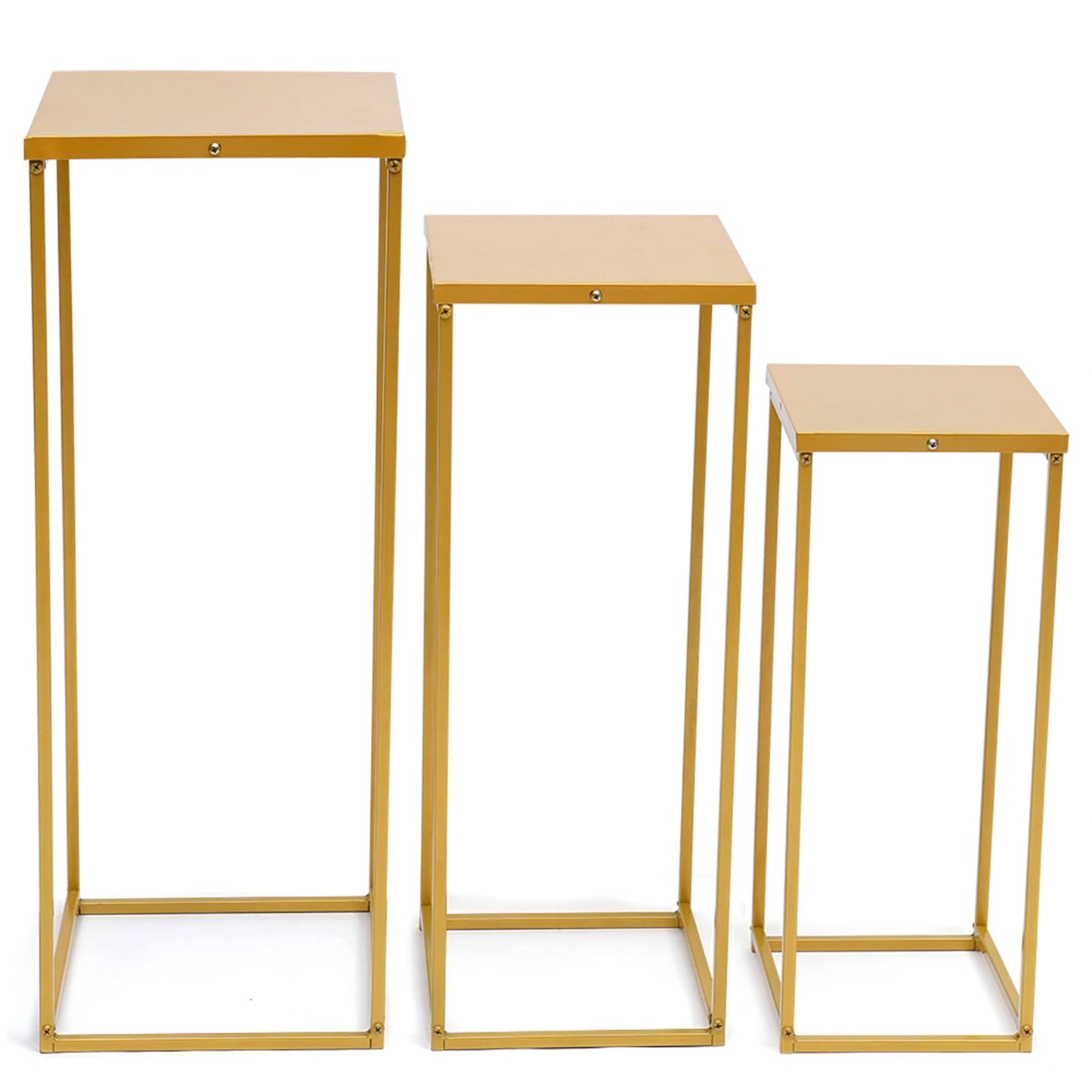 Set of 3 Metal Square Flower Stands Plant Holders for Home Wedding Decor