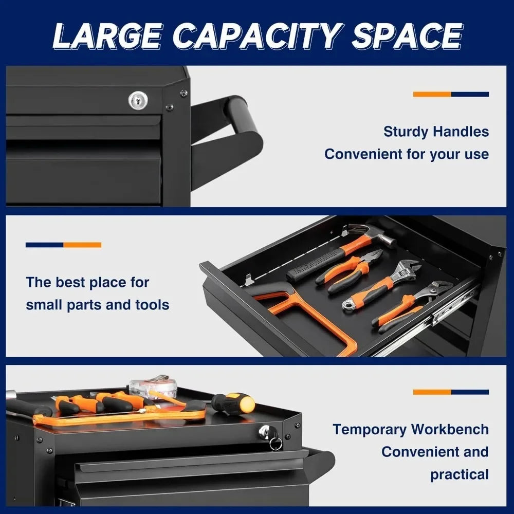 5-Drawer Rolling Tool Storage Cabinet with Locking Wheels Heavy Duty