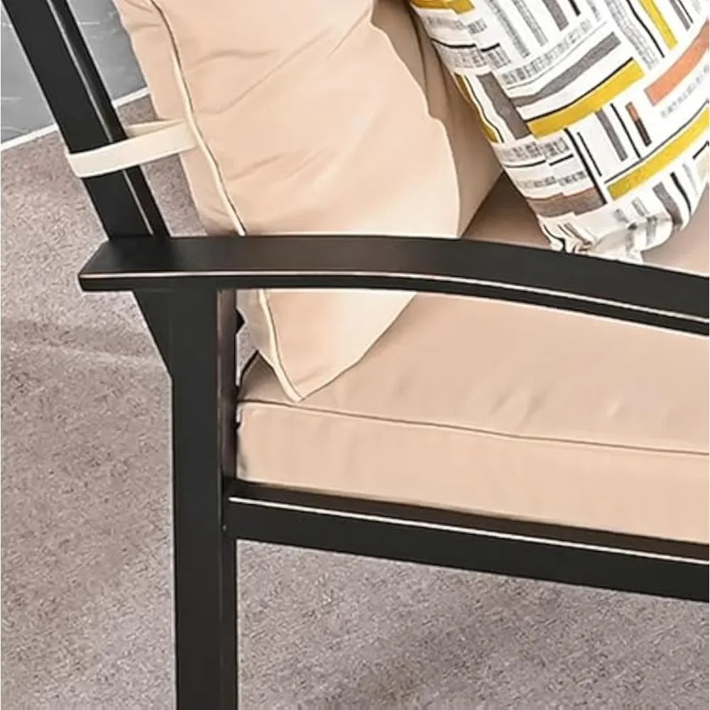 2 Piece Patio Conversation Set Outdoor Metal Loveseat Chairs Furniture