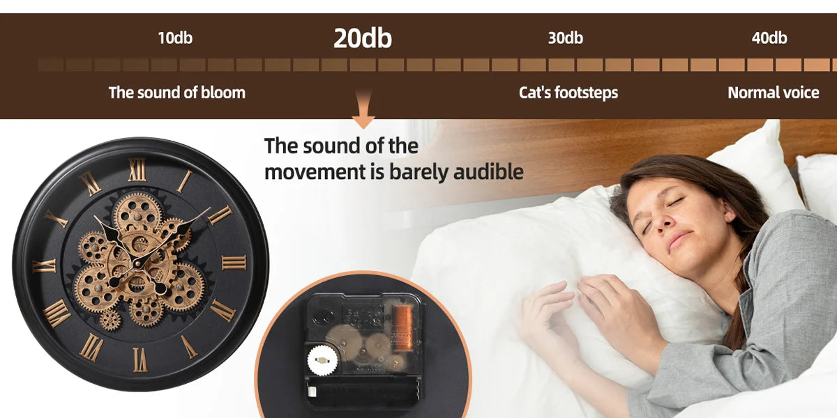 Large Vintage Mechanical Wall Clock 16 Inch Industrial Decor for Home