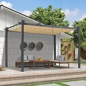 Outdoor Retractable Pergola 9.5' x 13' Aluminum Canopy Patio Shelter