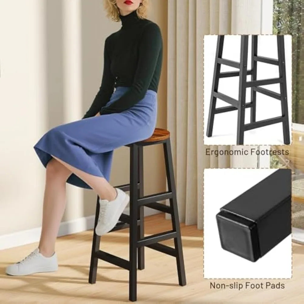 Modern 3-Piece Bar Table Set with Storage Shelves and 2 Chairs