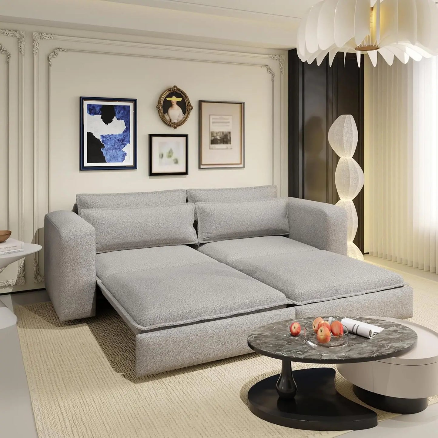 Ljustra 93 Inch King Pull Out Sofa Bed 3 in 1 Sleeper Couch