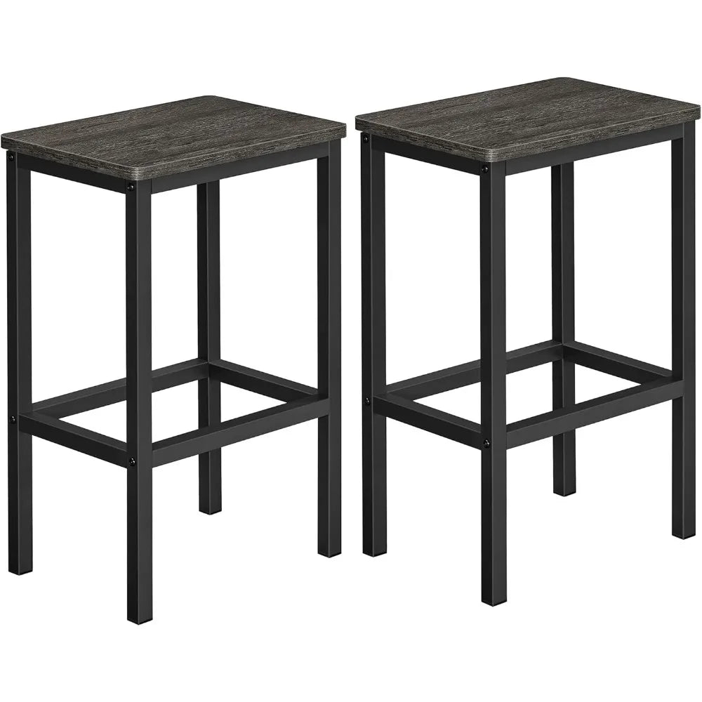 Bar Stools Set of 2 Industrial Kitchen Breakfast Chairs Footrest