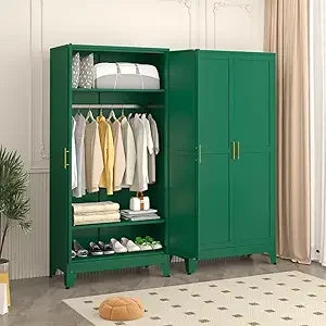 Metal Armoire Wardrobe Closet 71 Inch Storage Cabinet with Drawers