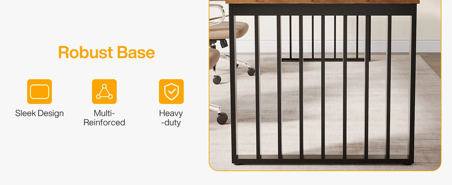 Ljustra 78 Inch Modern Office Desk Two Person Workstation Industrial Style