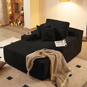 Oversized Chaise Lounge Chair Indoor Sleeper Couch Faux Fur Reading Chair