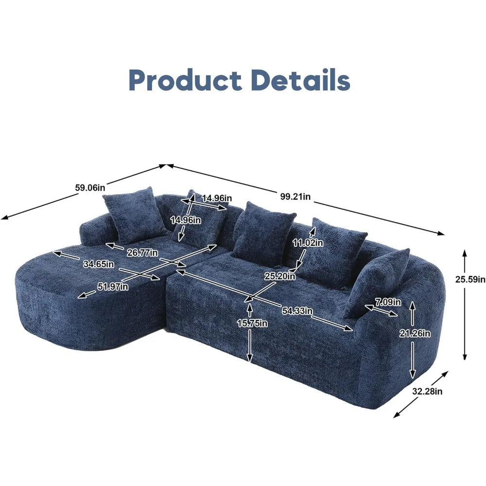 L Shape Modular Sofa Couch Deep Seat Cloud Couch No Assembly Required