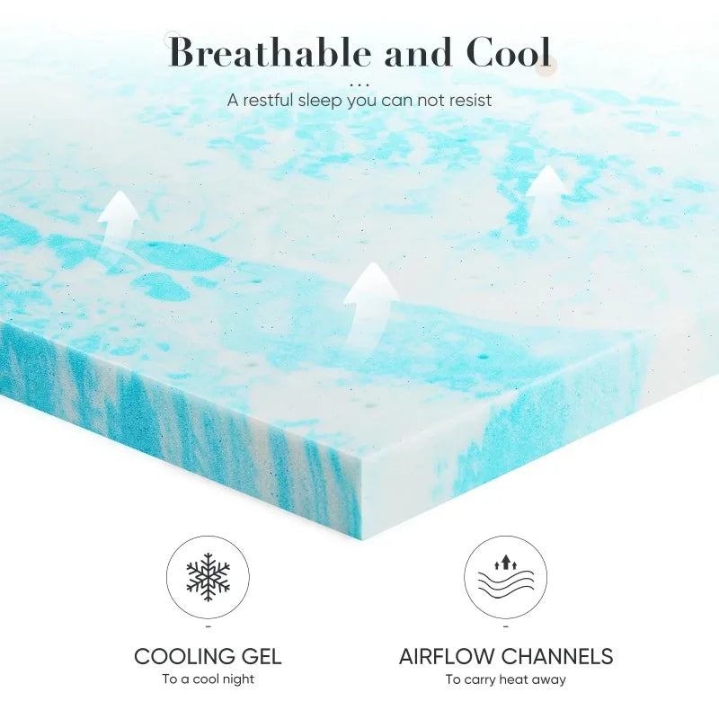 Ljustra 3 Inch Memory Foam Mattress Topper Cooling Gel Technology