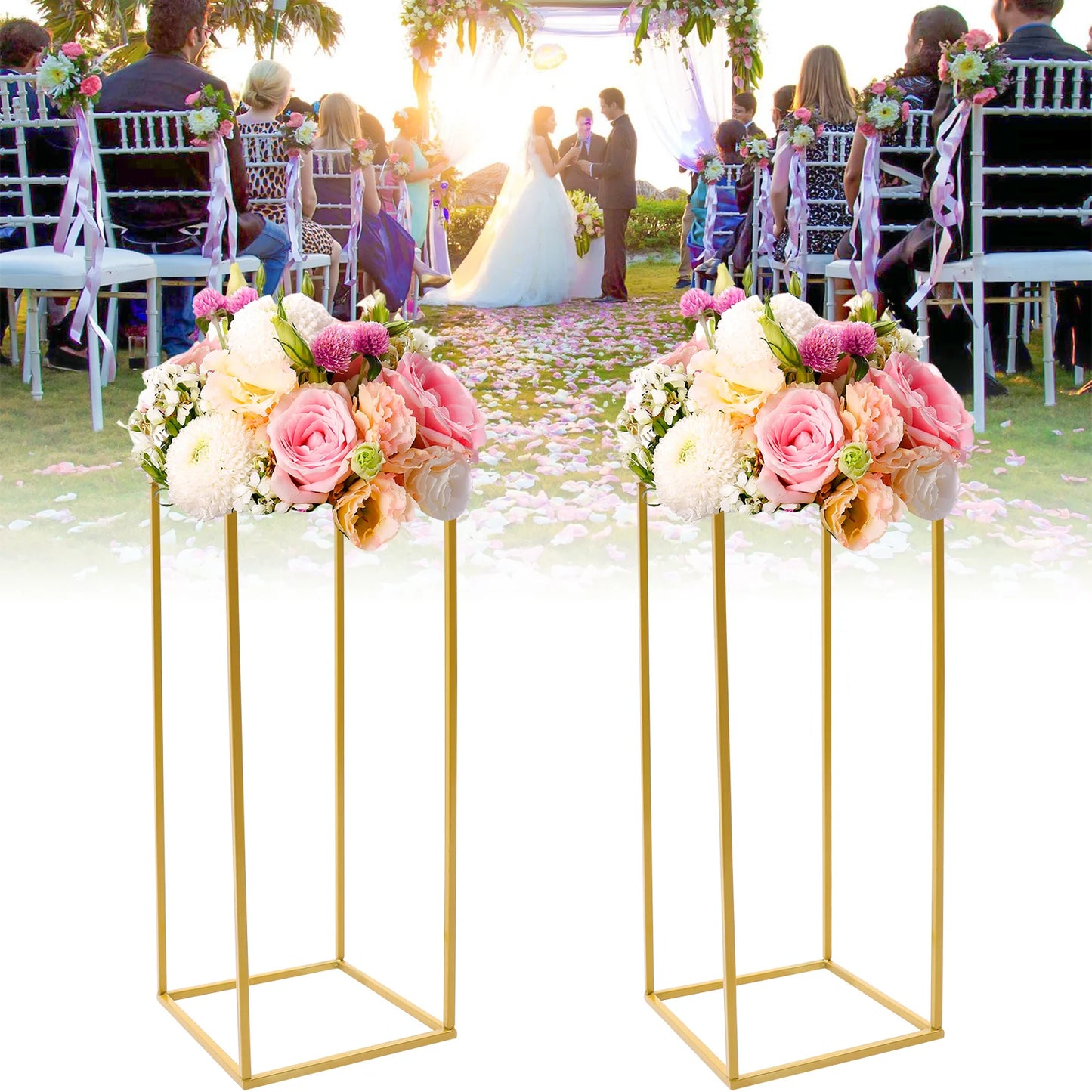 2pcs Detachable Flower Rack Iron Art Stand Wedding Party Decor