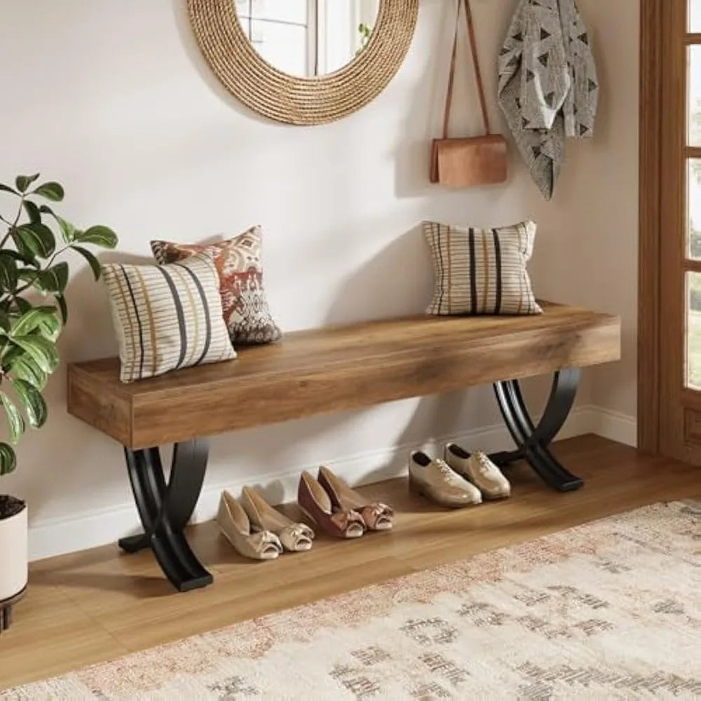Ljustra Entryway Shoe Bench Industrial Style Long Stool Seating