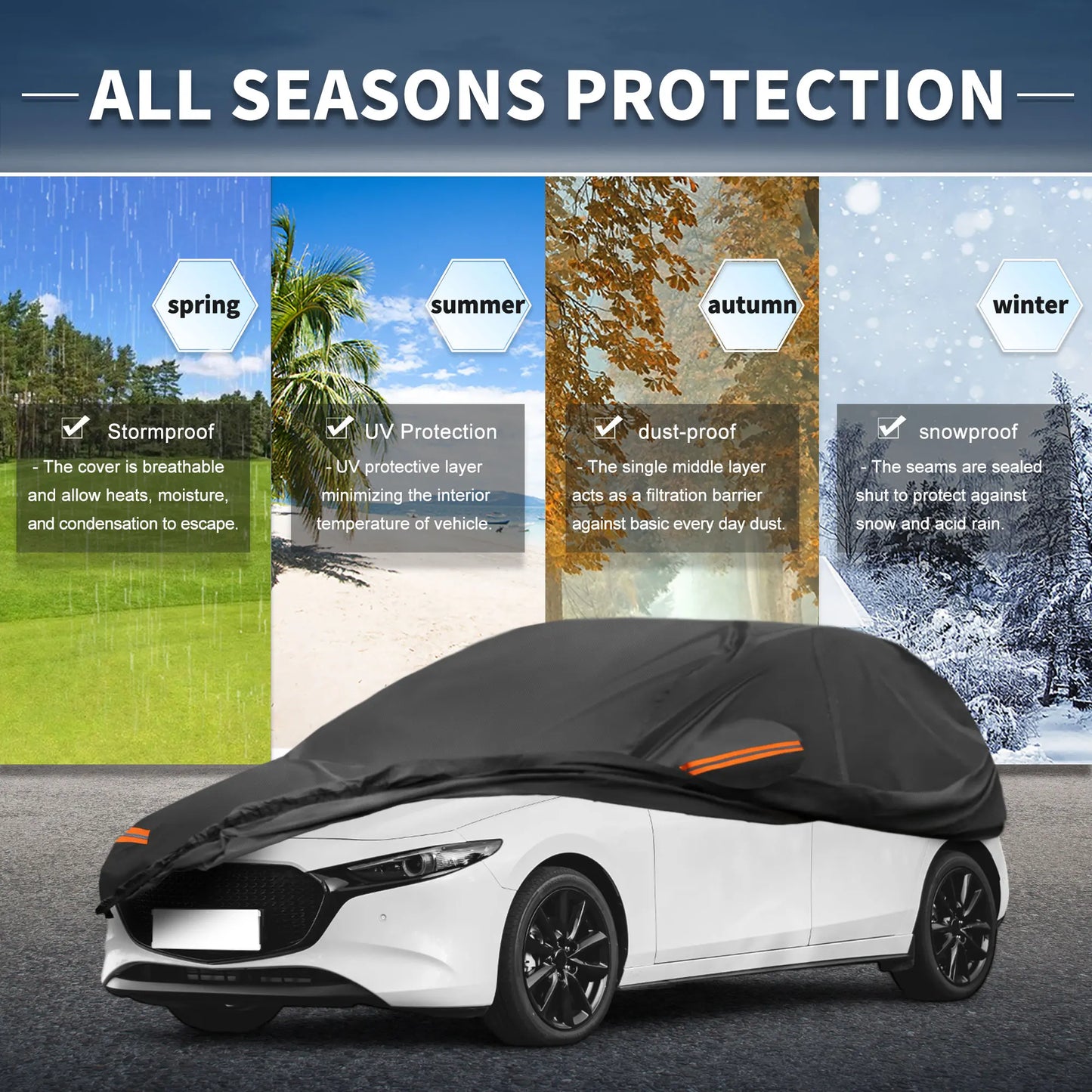 Uxcell Car Cover for Mazda3 Hatchback with Left Side Door Zipper