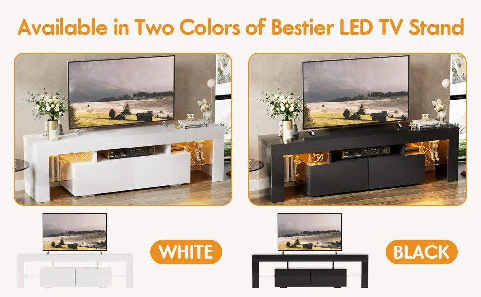Modern LED TV Stand for 70 Inch TVs with RGB Lighting and Storage