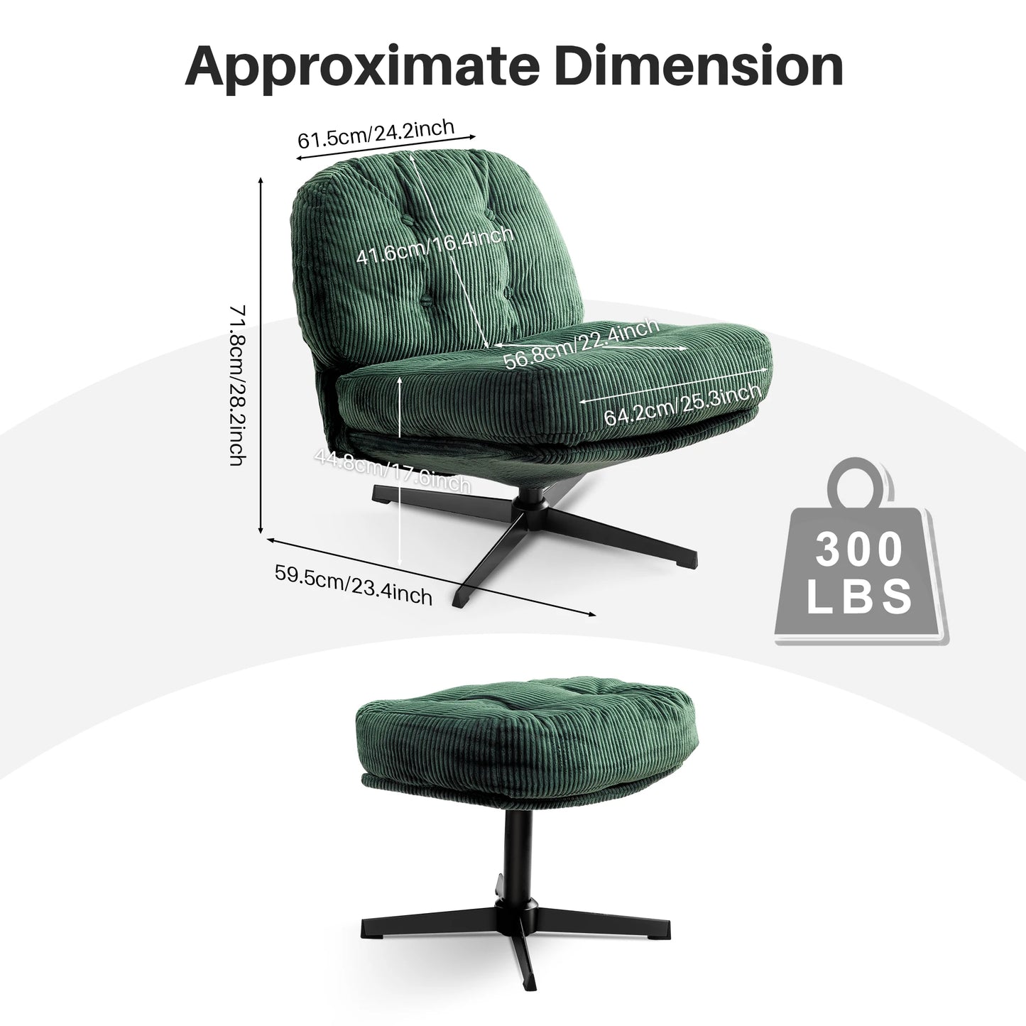 Ljustra Modern Foldable Accent Chair 360° Swivel Upholstered Lounge