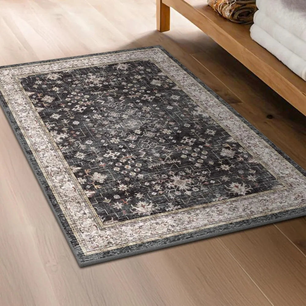 Boho Washable Entry Rug 2x3 Indoor Non Slip Rubber Backing Stain Resistant