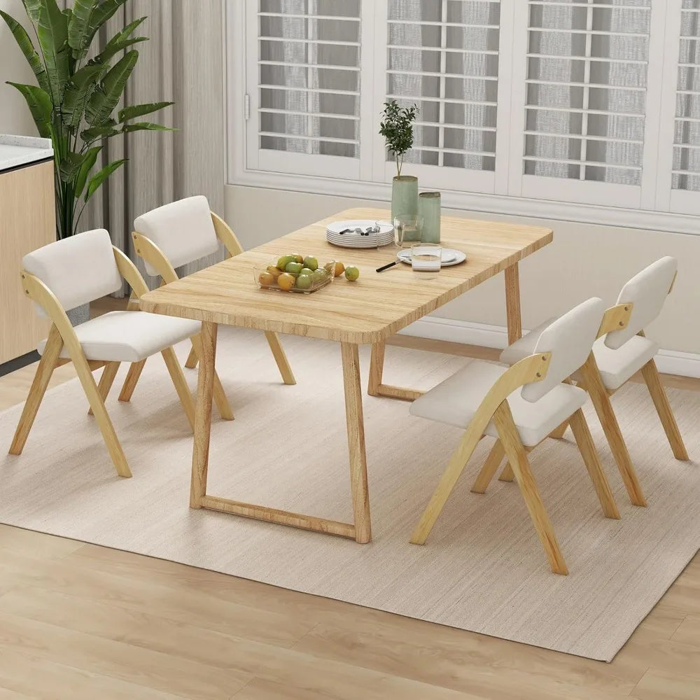 Folding Dining Chairs Set of 4 Upholstered Kitchen Chairs Rubber Wood