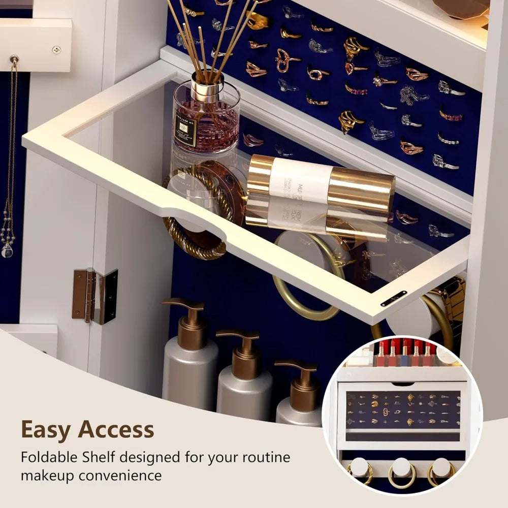 Ljustra 360° Swivel Jewelry Armoire Full Length Mirror Storage Cabinet